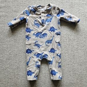 Angel Dear Dino French Terry Romper - Blue